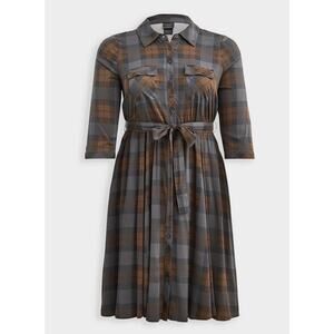 Torrid Outlander Tartan Shirt Dress - 2X Brown Plaid Belted, Claire Sassenach